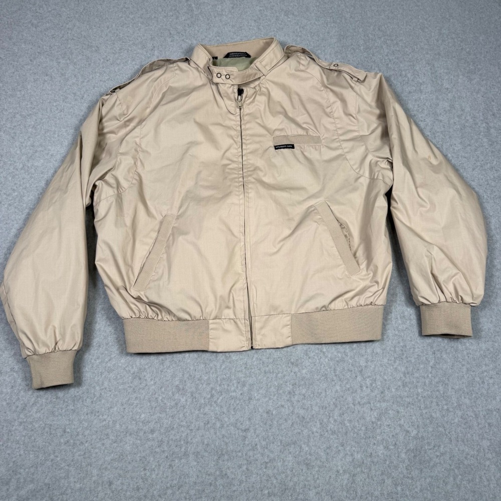 Vintage Members Only Grandpacore Mens Iconic Racer Jacket Tan Size Large